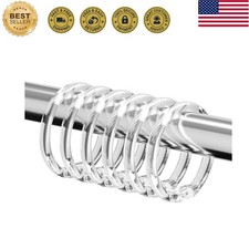 12 PCS Plastic Shower Curtain Rings, Clear Shower Curtain Hooks O Shape, Re...