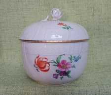 German KPM Porcelain Sugar Bowl with Flowers and Butterfly Hand painted