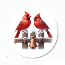 CARDINALS ON FENCE CHRISTMAS STICKERS HOLIDAY PARTY FAVORS ENVELOPE SEALS