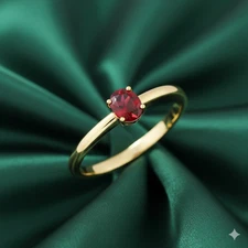 Yellow Gold Wedding Ring Red Ruby Oval Cut 0.40 Ct Lab Created 14K Size 4 5.5 6