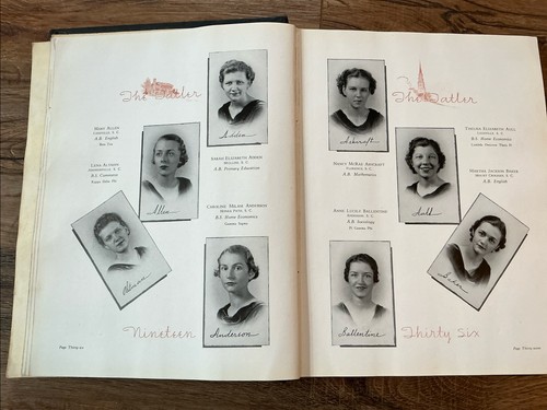 1936 The Tatler Yearbook Winthrop College SC Vintage Hardcover - Afbeelding 5 van 8