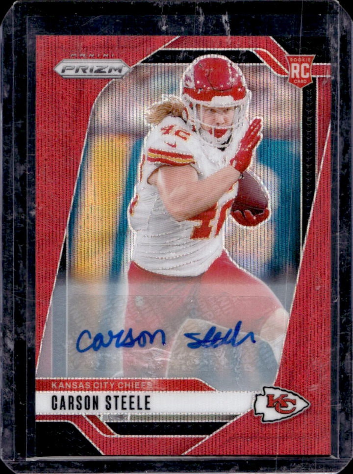 2024 Prizm Carson Steele Auto RC Red Wave Rookie #36/149 Chiefs