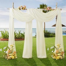 4 PCS 28 Inch x 19 Ft Chiffon Wedding Arch Draping Fabric Ivory Drapes Sheer