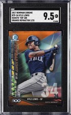 2017 BOWMAN CHROME SCOUTS' TOP 100 ORANGE REFRACTOR KYLE LEWIS /25 SGC 9.5