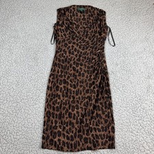 Lauren Ralph Lauren Dress Size 2 Jersey Knit Leopard Print Shift Shaping