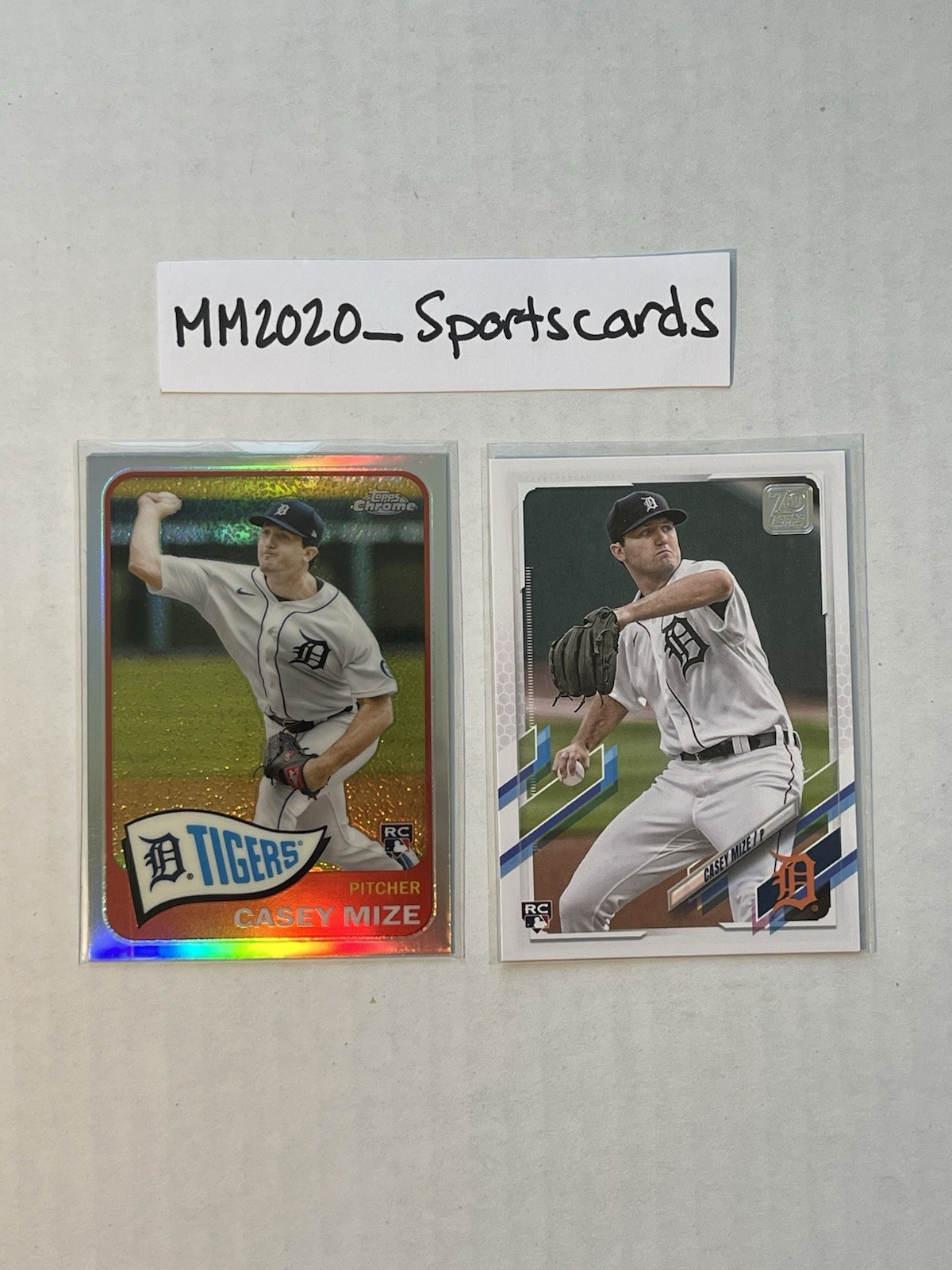 Casey Mize 2021 Topps Chrome TH65 REFRACTOR Rookie & Topps RC Tigers MAKE OFFER!