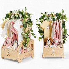 Wooden Baby Shower Crate Closet with Pushable Wheels, Personalized Baby