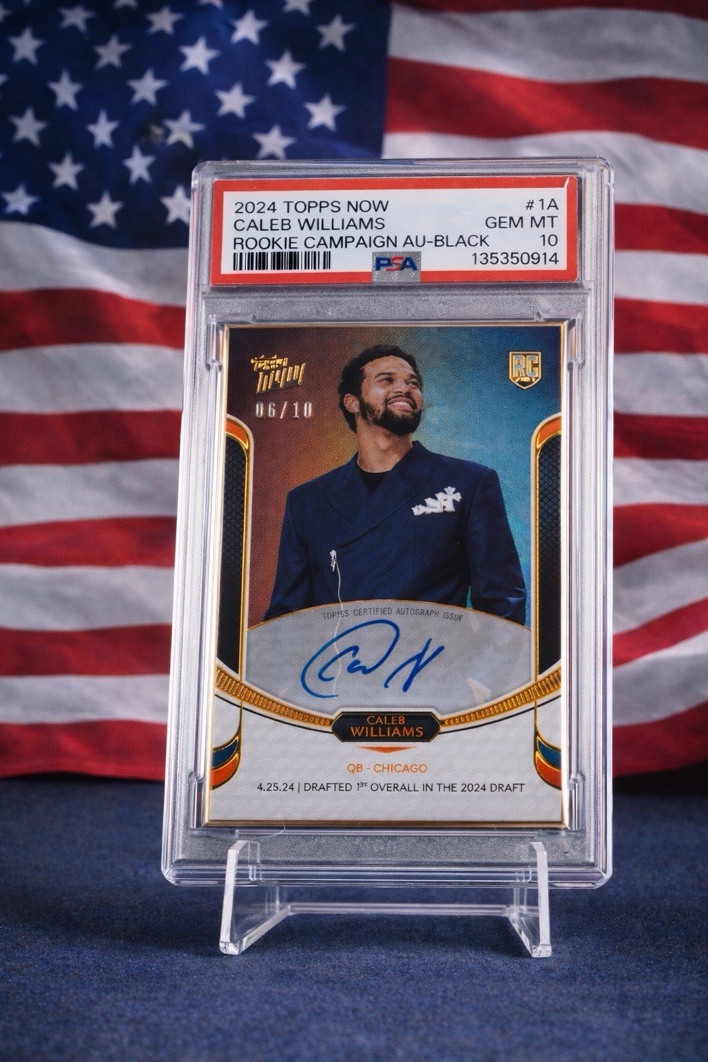 Caleb Williams Topps Now Rookie Campaign Autographs #1A Black