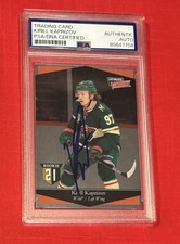 Kirill Kaprizov 2020-21 Upper Deck Victory Rookie Trading Card Autographed PSA. rookie card picture