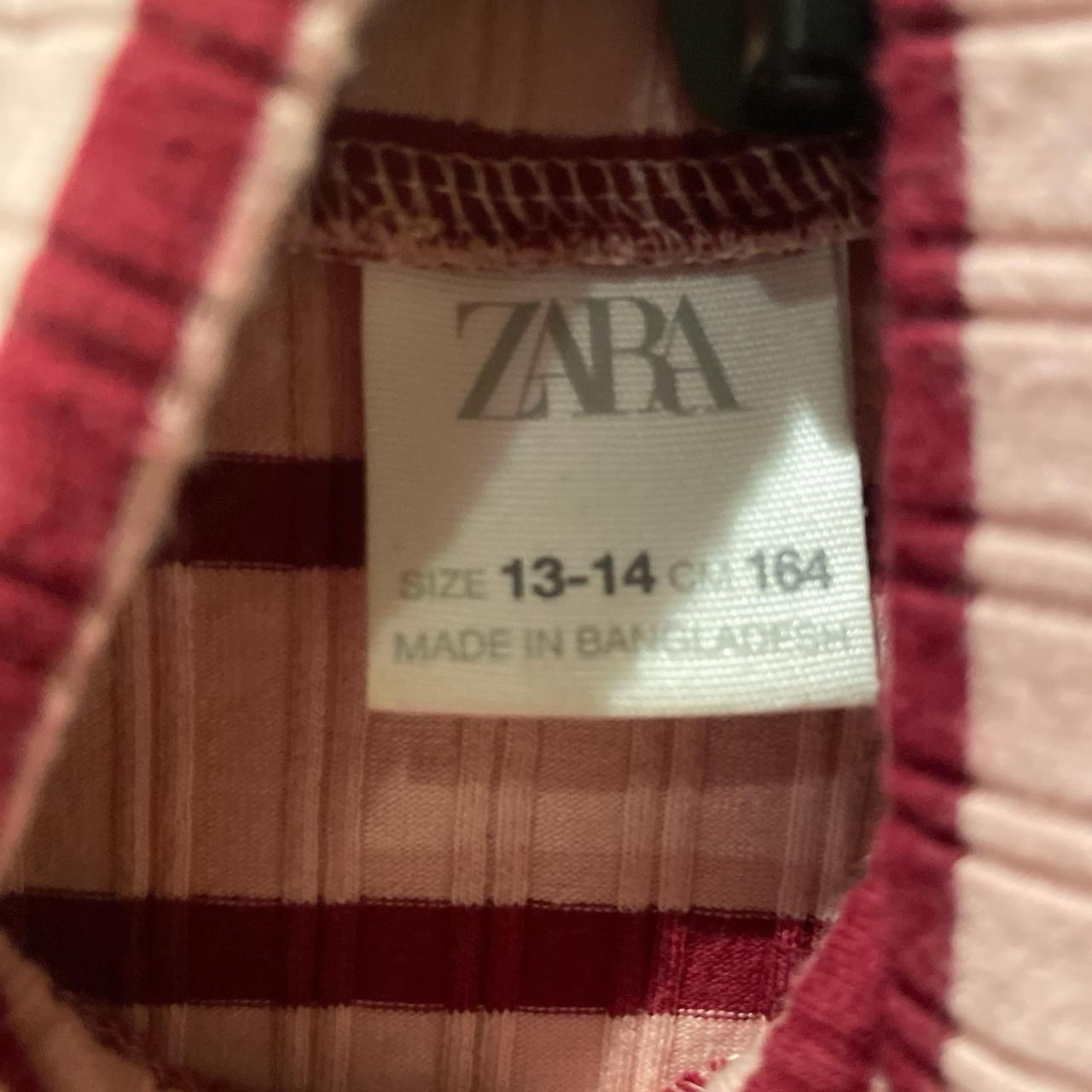ZARA Girls Pink Red Striped Turtleneck Long Sleeve Knit T-Shirt Size 13-14 thumbnail 2