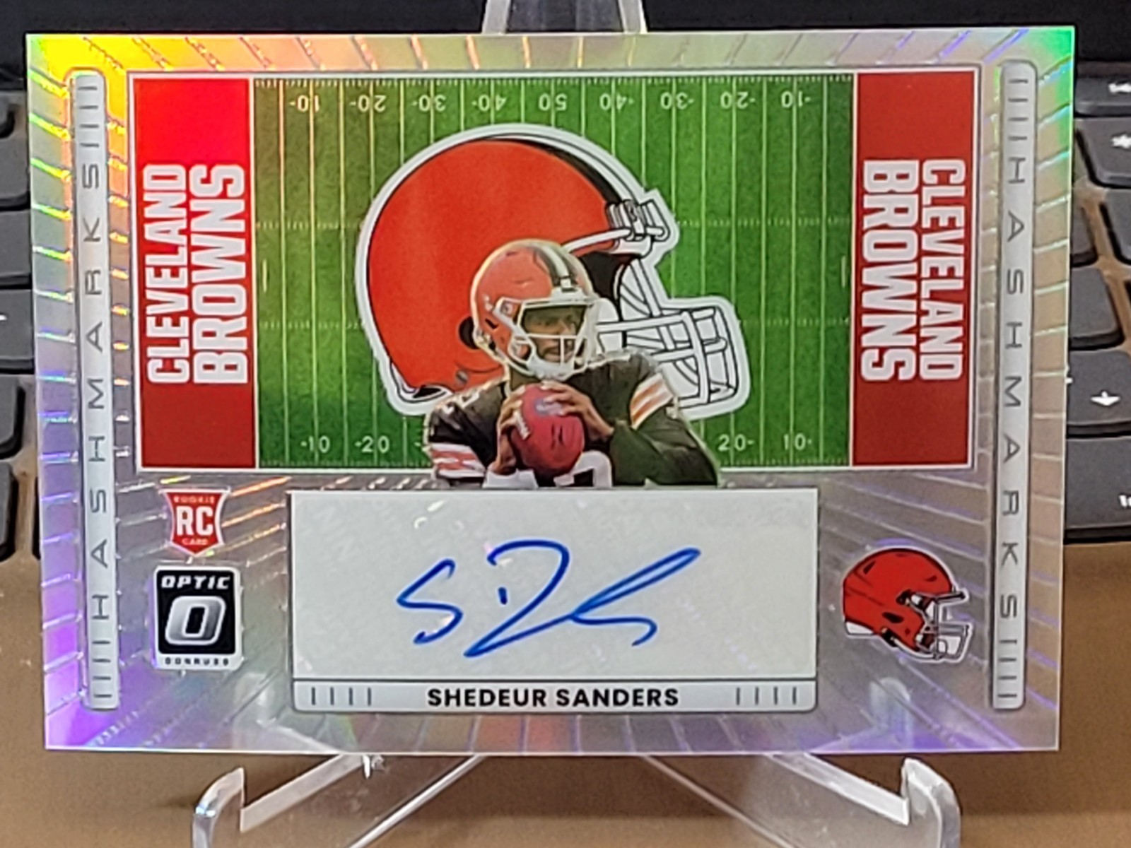 2025 PANINI DONRUSS OPTIC SHEDEUR SANDERS HASHMARKS ROOKIE AUTO HOLO #HM-SS