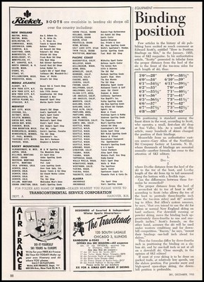 1955 Rieker Hanover New Hampshire Snow Ski Boots US Distributors List Print Ad