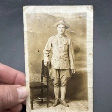 WWI RPPC Real Photo Postcard 7th Infantry Division 55th Regiment Co. G Soldier