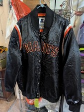 vintage Starter brand San Francisco Giants bomber jacket in black satin XXL