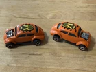 2 Vintage Hot Wheels Redline Volkswagen Bug Orange Enamel Beetle.