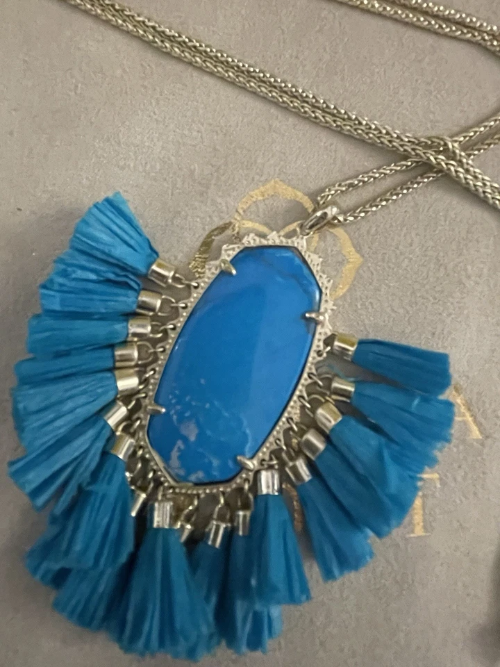 Kendra Scott Betsy Long Pendant Necklace Gold/ Aqua Howlite - Image 4 of 4