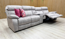 Furniture Village 'Moreno' 4 Seater Sofa Power Recliner Headrest Grey Velvet XL
