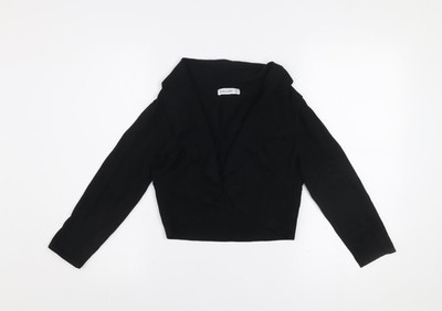 Gallery Damen Strickjacke schwarz V-Ausschnitt offen Größe S