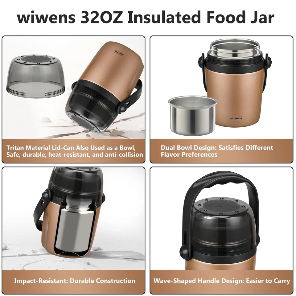 Contenedor de almuerzo aislado 32 oz para sopa de comida caliente | Bento Bo a prueba de fugas Foto 4 de 4