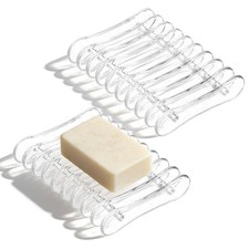 2 Pcs Soap Holder, Self Draining Soap Saver Tray, Plastic Clear Soaps Dishes ...
