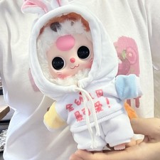 2 pezzi bambole orecchie da coniglio felpa con cappuccio e pantaloni