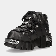 Thick Bottom Punk Metal Small Leather Shoes Big Toe Women's Fashion Casual Boots