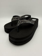 YELLOW BOX Kaduna Wedge Sandal Women s Black Sz 7.5 NIB