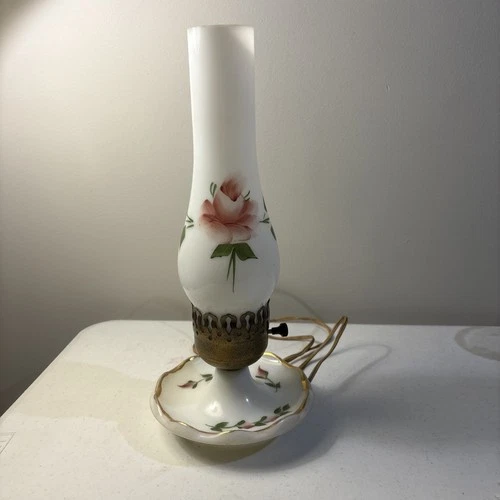 vintage milk glass hurricane lamp