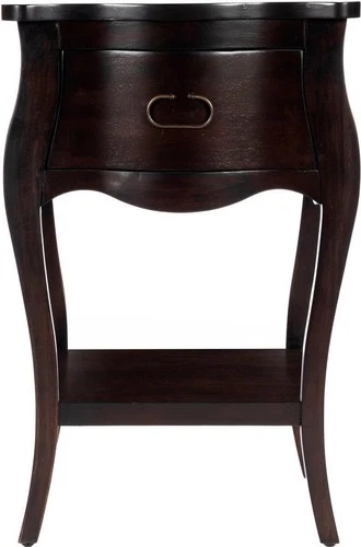 Elegant Chocolate Brown Scalloped Nightstand - Picture 2 of 5