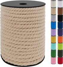 8mm Macrame Cord, 131 Feet Natural Cotton Macrame Rope Yarn, 3 Strand Twisted...