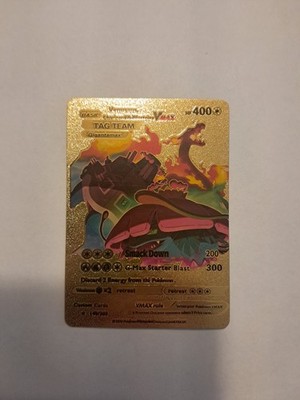 gold foil pokemon cards fan art venusaur, Charizard, and blasting v max tag team