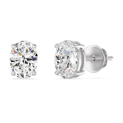 Weißgold Ohrringe Damen Diamant Ohrstecker Ovalschliff 1 Karat Lab Created...