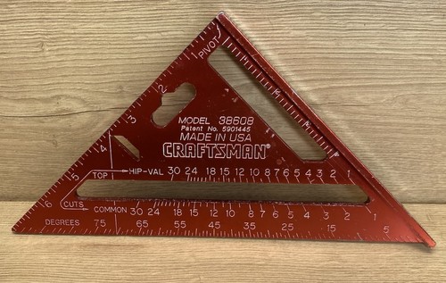 Craftsman 38608 Aluminum Rafter Square / Speed Square 7” Made in USA Vintage