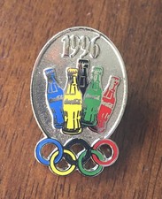 1996 Atlanta Olympic Games Coca-Cola Silver Pin Coke Colored Bottles Rings