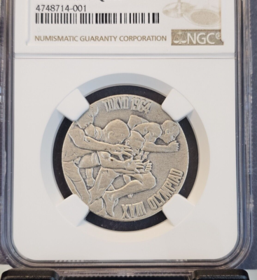 ※値下※UKIYOE MEDAL 925 浮世絵 メダル SILVER 1964 JAPAN SILVER MEDAL TOKYO OLYMPICS 30MM NGC MS 66 ANTIQUED