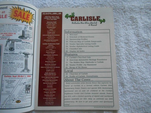 FALL,CARLISLE 1994 COLLECTOR CAR/FLEA MARKET & CORRAL-OFFICIAL DIRECTORY - Picture 2 of 2