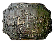 American Express Wells Butterfield Stage Coach Brass Belt Buckle by Tiffany  Co