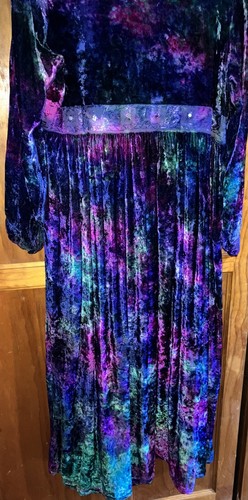 Vintage Maxi Dress ~ Velvet ~ Multi Color ~ Boho Wrap ~ Free Size - Picture 8 of 16