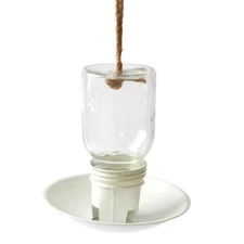 Star Imprint Mason Jar 7-1/2" Tall Hanging Bird Feeder