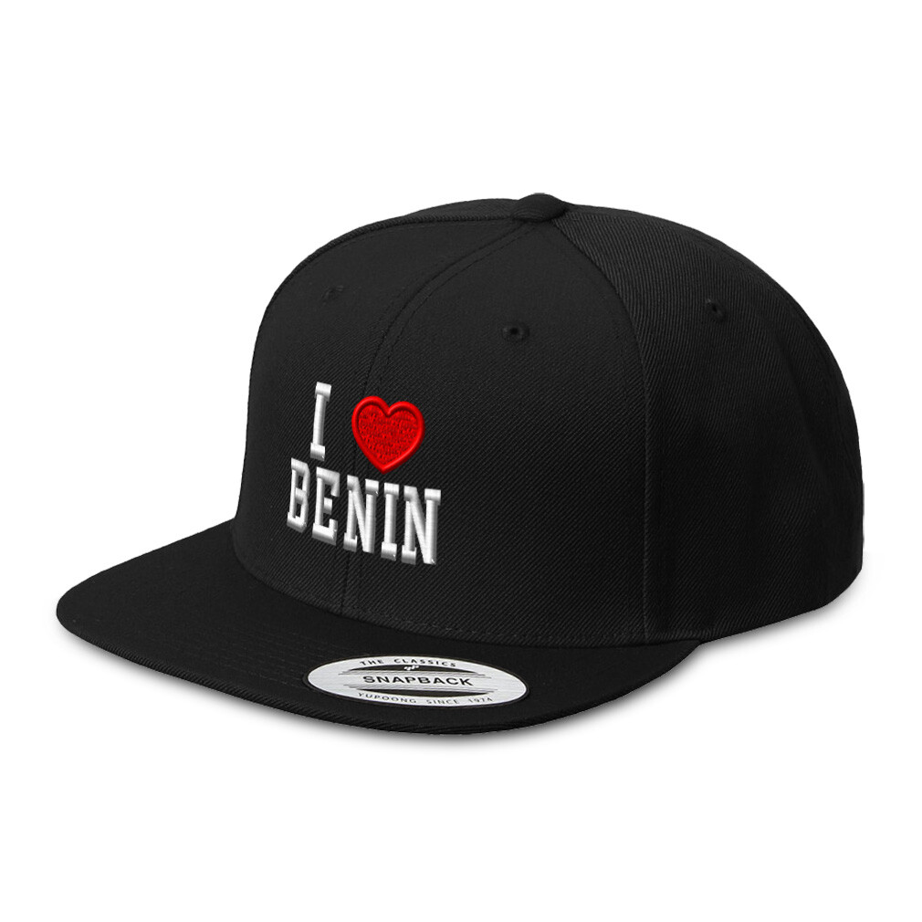 Snapback Hats for Men & Women I Love Benin I Love Acrylic Flat Bill Baseball Cap