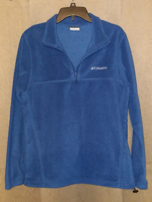Men's Size Medium Columbia Blue Quarter Zip Long Sleeve Fleece Pullover Sweater