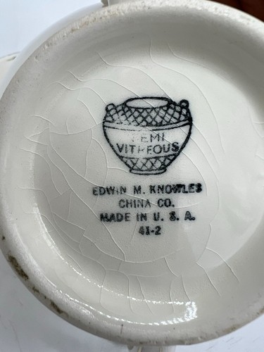 Vtg Edwin M. Knowles China Co Porcelain Creamer & Sugar Bowl Set Gold Rim Floral - Picture 2 of 11