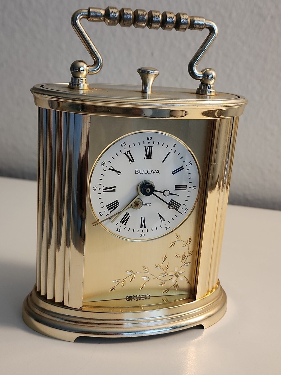 Carriage Alarm Clock Quartz Vtg BULOVA Model B-1344 West Germany