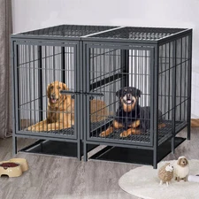 Extra Large 3XL Dog Kennel Cage Animal Playpen Fully Cover w/ Removable Divider 