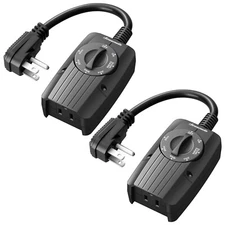 DEWENWILS 2 Pack Outdoor Light Timer Dusk to Dawn, Weatherproof Plug in Timer 