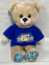 Build A Bear BAB Happy Birthday Confetti Plush Bear Tan 15" with t shirt