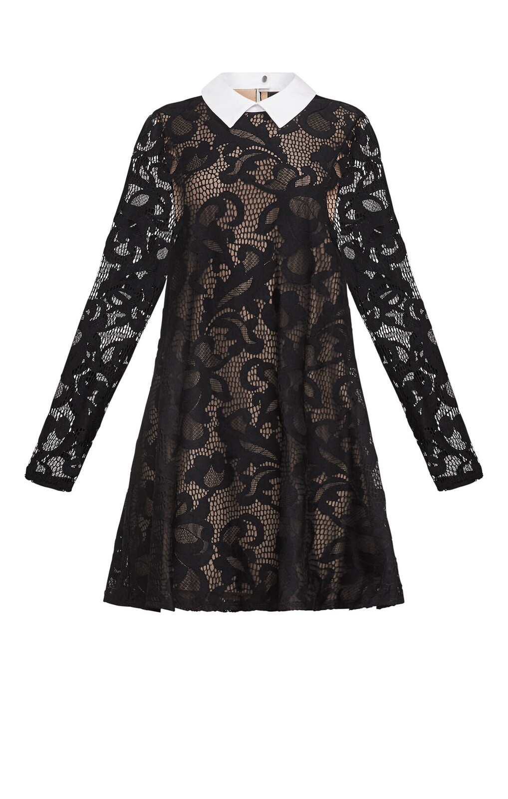 bcbg abstract floral lace gown