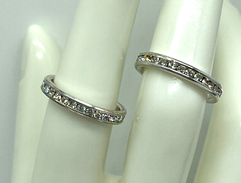 Rings. Two Silver Tone Stackable Rings with clear… - image 5