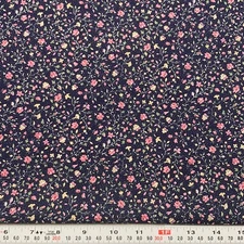 Vintage Joan Kessler Concord Florals & Pin Dots on Navy Cotton Remnant 16" x 44"