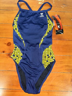 TYR DURALAST Elite Swimsuit Sz: 32 Navy/Gold